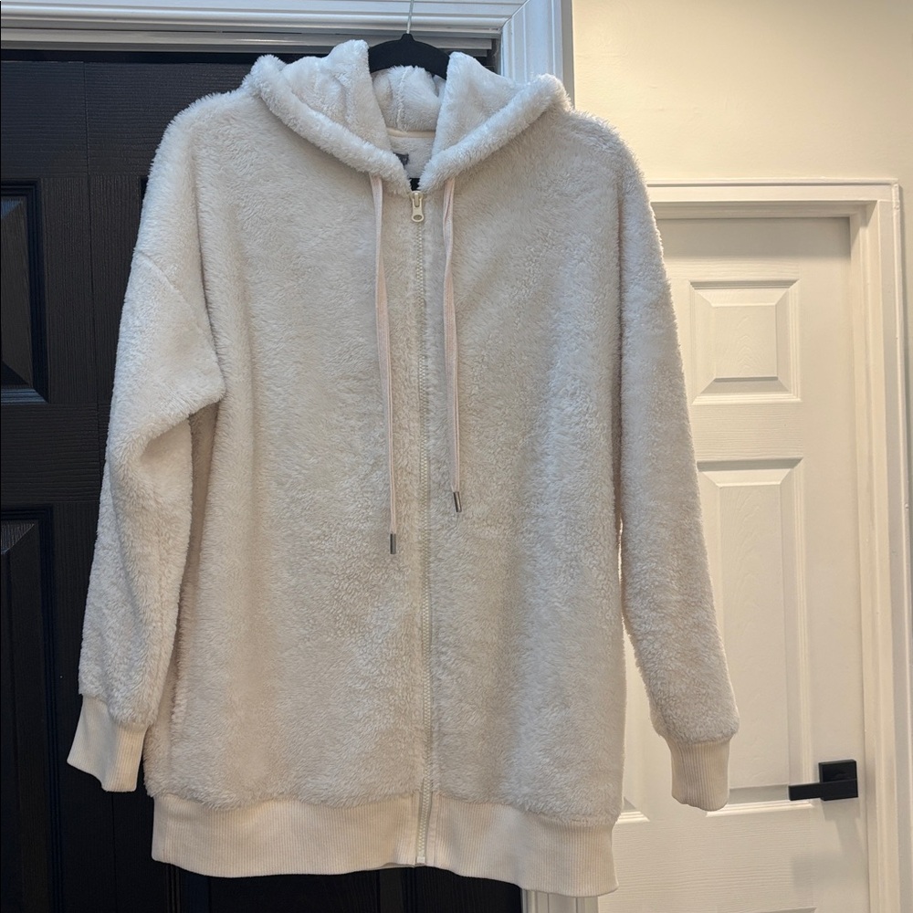 Aerie Cream Plush zip up Jacket/Sweater with Hood price until Monday!